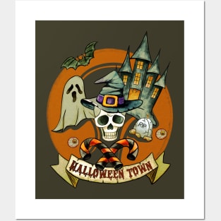 Scary Halloween Town, Haunted Houses Posters and Art